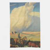 メイナード・ディクソンによる「Vintage Cowboys, Open Range」 キッチンタオル (縦)