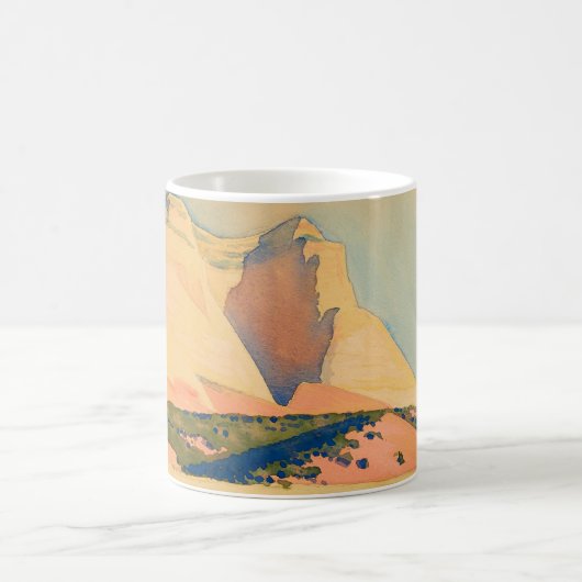 メイナード・ディクソンのユタ州山・カルメルの眺め コーヒーマグカップ (中央)