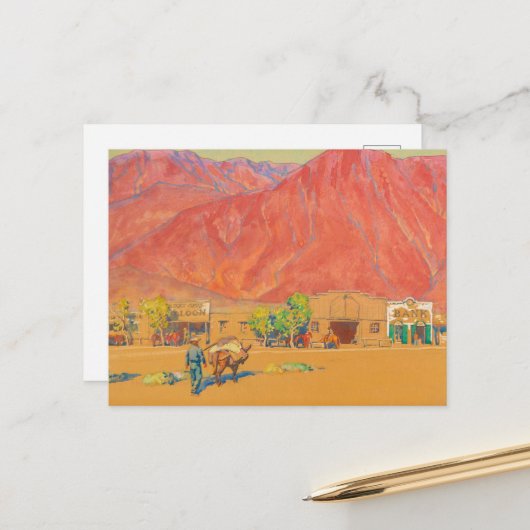 メイナード・ディクソンの町と崖 ポストカード (正面/裏面インサイチュ)