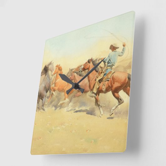 メイナード・ディクソンの競走馬 スクエア壁時計 (傾斜)