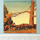 メイナード・ディクソンの「尾根の上」西洋美術 キャンバスプリント (インサイチュ (ウッドフロア))