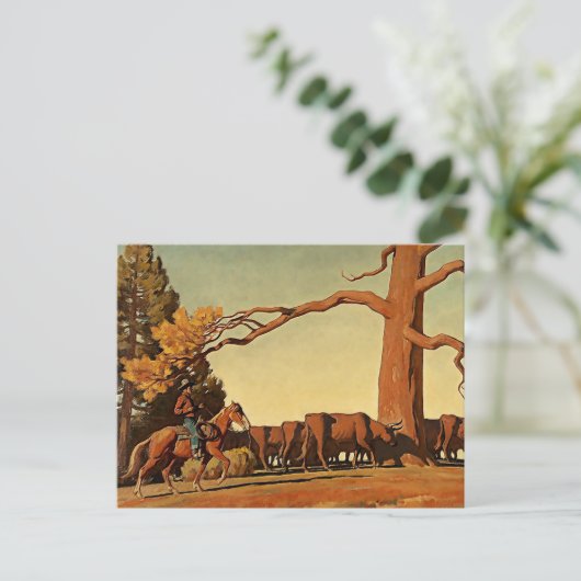 メイナード・ディクソンの「尾根の上」西洋美術 ポストカード (スタンド正面)