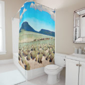 メイナード・ディクソン著「ワイルドホースカントリー」 シャワーカーテン (インサイチュ)