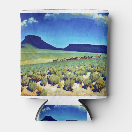 メイナード・ディクソン野生馬国 缶クーラー (正面)