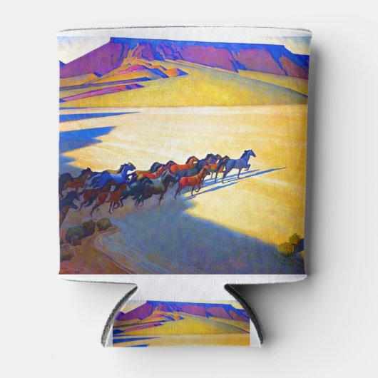 メイナード・ディクソン野生馬 缶クーラー (正面)