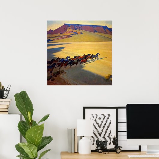 メイナード・ディクソン『ネバダの野生馬』 ポスター (ホームオフィス)