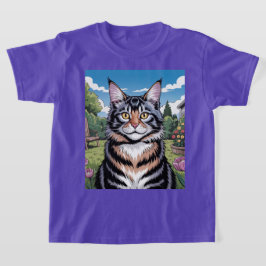 メイヌキャットインヤードパープルTシャツ Tシャツ