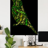 メイバードワードクラウドブラックグリーンタイポグラフィ ポスター (ホームオフィス)