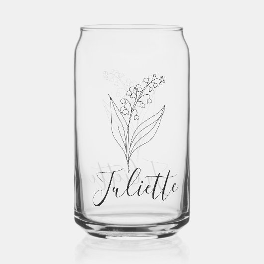 メイパーソナライズされたリリー・オブ・ザ・バレー誕生花 ガラス缶 (裏面)