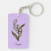 メイパーソナライズされた誕生フラワーリリーキーチェーン キーホルダー (裏面)