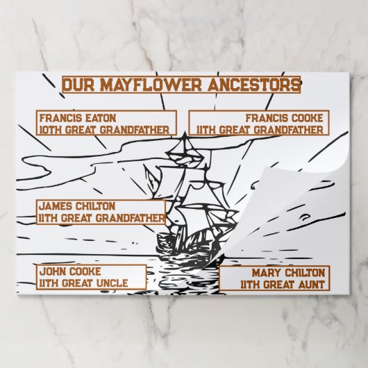メイフラワーの祖先の名前と船のスケッチ ペーパーパッド (折り畳み)