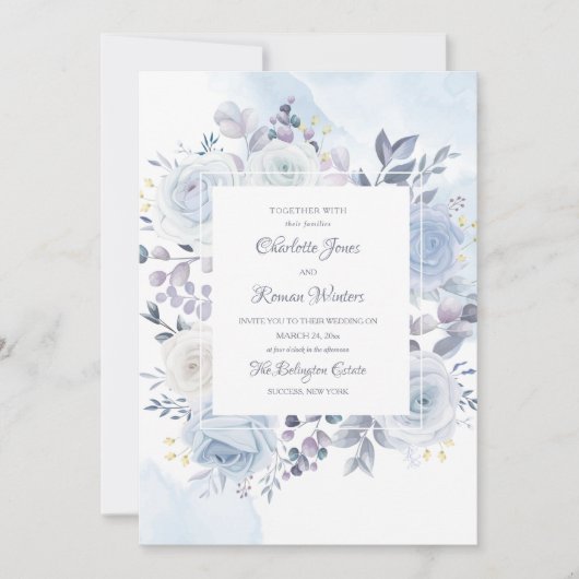 メイフラワーブルー結婚式招待状 招待状 (正面)