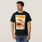 メイフラワー号 船 ヴィンテージ イギリス カラク 貴重 ポスター アート Tシャツ (正面フル)
