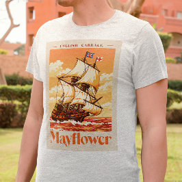 メイフラワー号 英国のヴィンテージ・キャラック船 ポスターアート Tシャツ