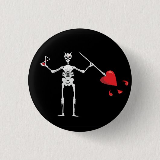 メイフラワー大尉の黒ひげ旗 缶バッジ (正面)