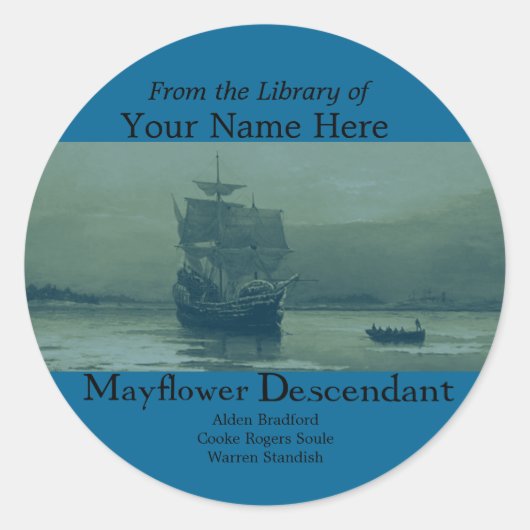 メイフラワー蔵書票 ラウンドシール (正面)
