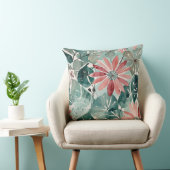 メイブおよびティール(緑がかった色)ヴィンテージモダンフローラ クッション (椅子)