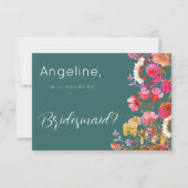 メイブグリーンオレンジ色のピンク黄色の夏の花嫁メイド 招待状 (正面)