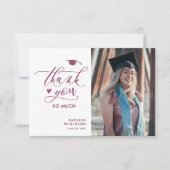 メイブパープルエレガントスクリプトの最小卒業式 サンキューカード (正面)