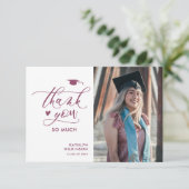 メイブパープルエレガントスクリプトの最小卒業式 サンキューカード (スタンド正面)