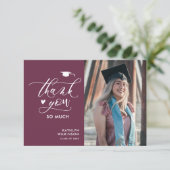 メイブパープルエレガントスクリプトの最小卒業式 サンキューカード (スタンド正面)