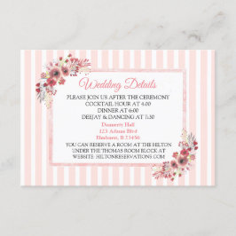 メイブピンクの花結婚の詳細カード エンクロージャーカード