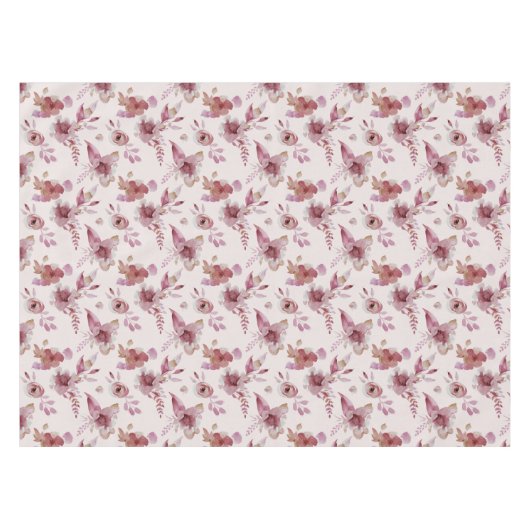 メイブピンクエレガントフローラシック女の子のベビーシャワー テーブルクロス (正面(横))