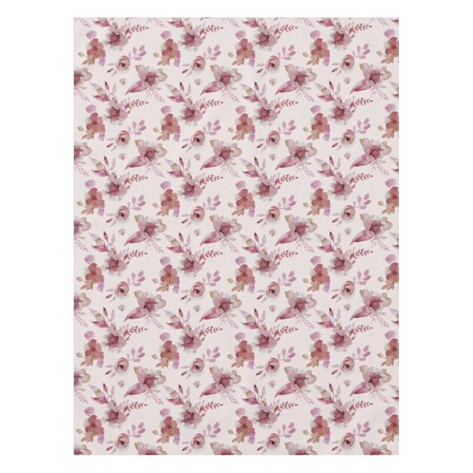メイブピンクエレガントフローラシック女の子のベビーシャワー テーブルクロス (正面)