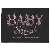 メイブピンクエレガントフローラシック女の子のベビーシャワー ラージペーパーバッグ (正面)