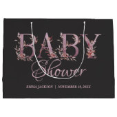 メイブピンクエレガントフローラシック女の子のベビーシャワー ラージペーパーバッグ (裏面)