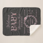 メイブピンクエレガントフローラベビーガール誕生統計 シェルパブランケット (正面(横))