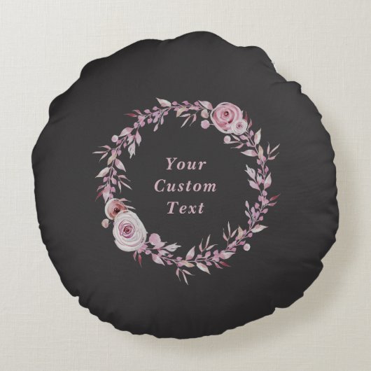 メイブピンクエレガントフローラベビーガール誕生統計 ラウンドクッション (裏面)