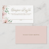 メイブピンクフローラ赤ちゃんシャワーおむつラッフルカード プレイスカード (正面/裏面)