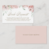 メイブピンクフローラ赤ちゃんシャワーブックリクエストカード プレイスカード (正面/裏面)