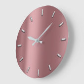 メイブピンクミニマルメタリックシルバーレッド ラージ壁時計 (傾斜)