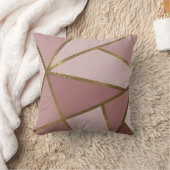 メイブピンク&金ゴールドブロンズ幾何学模様 クッション (ブランケット)
