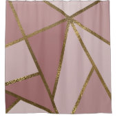 メイブピンク&金ゴールドブロンズ幾何学模様 シャワーカーテン (正面)