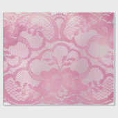 メイブメタリックグレーピンクローズブライダルフローラレース ラッピングペーパー (フラット)