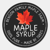 メイプルシロップ製品ラベル100%純木製 ラウンドシール (正面)