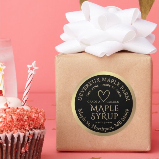 メイプルシロップ100%ピュア製木金ゴールドハート ラウンドシール (パーティー)