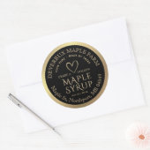 メイプルシロップ100%ピュア製木金ゴールドハート ラウンドシール (封筒)
