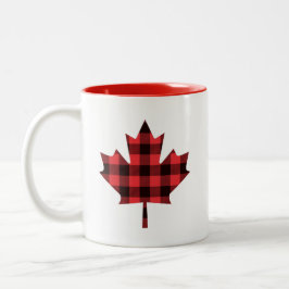 メイプルリーフバッファロープレイドチェックパターン ツートーンマグカップ