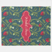 メイベルアンダークブルーストロベリーつる植物 フリースブランケット (正面(横))