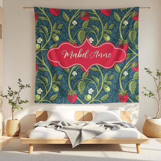 メイベルアンダークブルーストロベリーつる植物 フリースブランケット