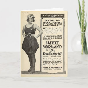 メイベル・ノルマン1918年水着ポートレート 静か カード