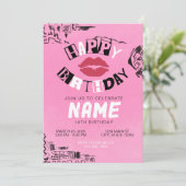 メイムガールズピンクハッピーバースデー招待状 招待状 (スタンド正面)