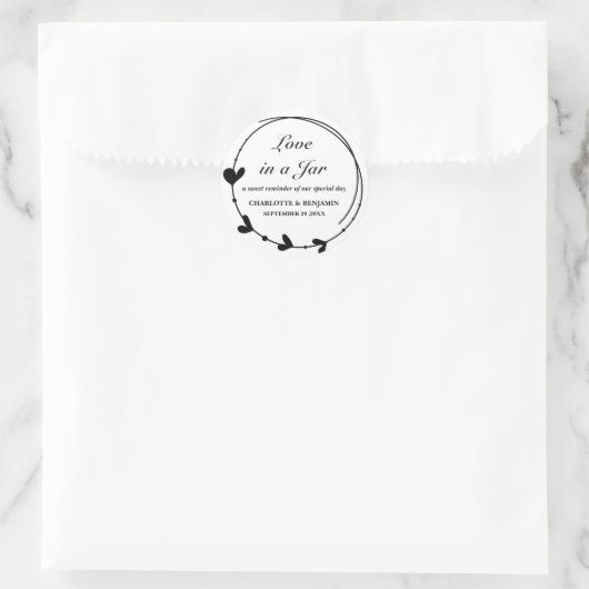 メイモダンンパーソナライズされたのJAR結婚式の引き出物ラベル ラウンドシール (バッグ)
