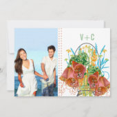 メイモダンン・ジャー・コーラルとミント・フローラズ結婚 招待状 (裏面)