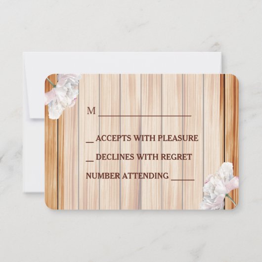 メイモノグラムのン素朴の瓶とピンクの牡丹 出欠カード (裏面)