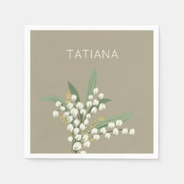 メイリリーオブザバレーブーケフローラ名前をカスタムする スタンダードカクテルナプキン